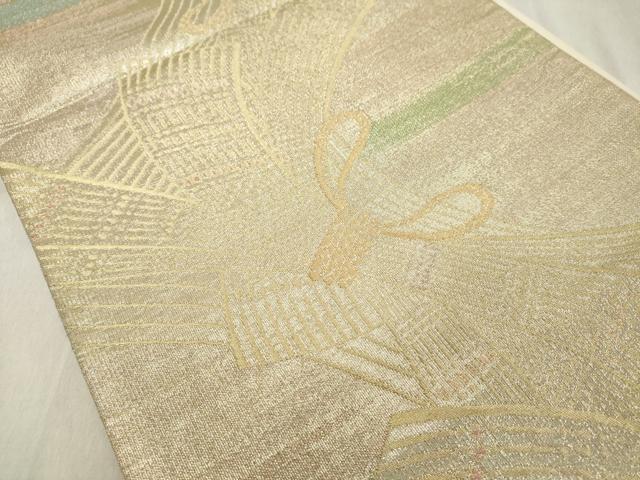 平和屋着物◎六通柄袋帯　束ね熨斗文　金糸　正絹　逸品　DABB2348cd
