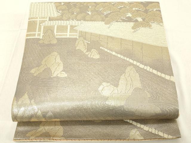 平和屋着物◎佐賀錦　両面　六通柄袋帯　石庭　金糸　正絹　逸品　DABB2377cd