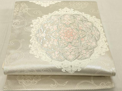平和屋着物◎六通柄袋帯　唐織　宝相華　銀糸　正絹　逸品　DABB2381cd