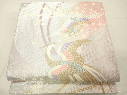 平和屋着物◎両面　六通柄袋帯　唐織　鳳凰花文　金銀糸　正絹　逸品　DABB2385cd