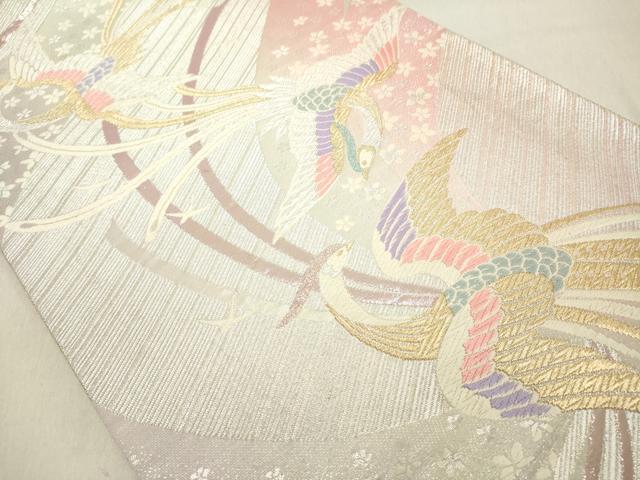 平和屋着物◎両面　六通柄袋帯　唐織　鳳凰花文　金銀糸　正絹　逸品　DABB2385cd