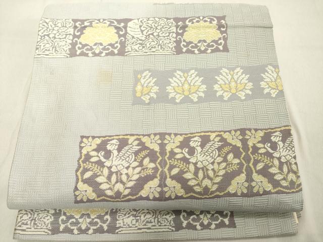 平和屋着物◎六通柄袋帯　花鳥文　正絹　逸品　DABB2386cd