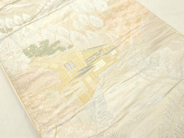 平和屋着物◎六通柄袋帯　風景文　金銀糸　正絹　逸品　DABB2387cd