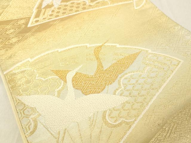 平和屋着物◎六通柄袋帯　檜扇飛鶴笹竹文　金銀糸　正絹　逸品　DABB2391cd