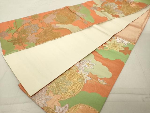 平和屋着物◎六通柄袋帯　鼓花文　金銀糸　正絹　逸品　DABB2395cd