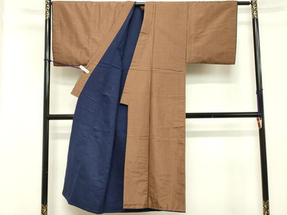 平和屋着物■男性　紬　格子　正絹　逸品　DABB2422cd