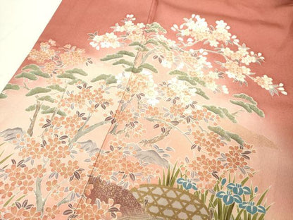 平和屋着物■訪問着 枝花文 暈し染め 金彩 正絹 逸品 DABB2434cd