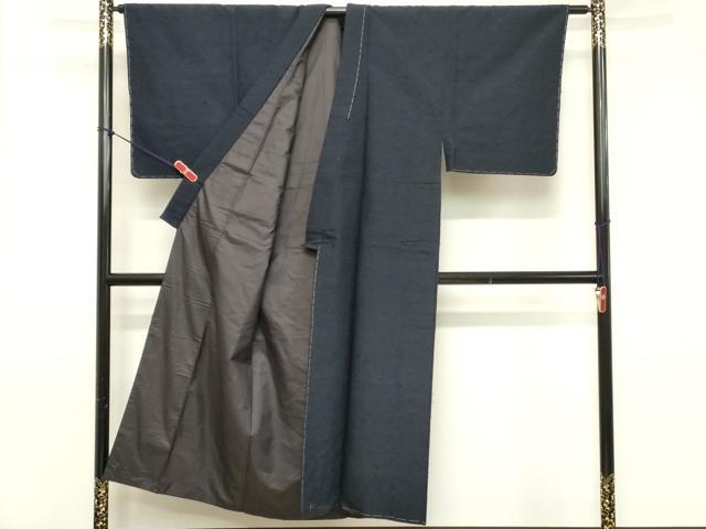 平和屋着物■男性　髭紬　留紺色　正絹　逸品　DABB2454cd