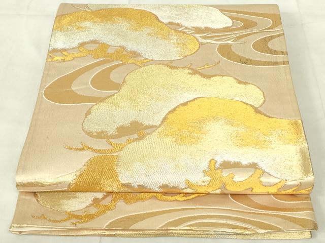 平和屋着物◎六通柄袋帯　流水枝松文　金糸　正絹　逸品　DABB2524qp
