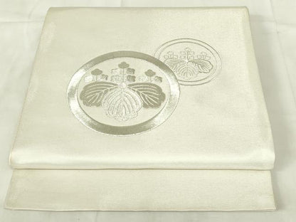 平和屋着物◎太鼓柄袋帯　総刺繍　桐　銀糸　正絹　逸品　DABB2533qp