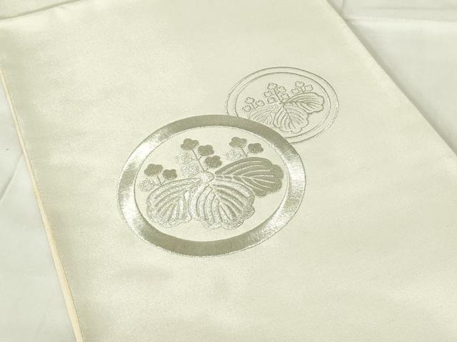 平和屋着物◎太鼓柄袋帯　総刺繍　桐　銀糸　正絹　逸品　DABB2533qp
