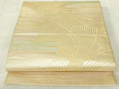 平和屋着物◎西陣　井筒織物謹製　六通柄袋帯　束ね熨斗文　金糸　正絹　逸品　DABB2569qp