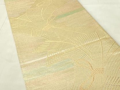 平和屋着物◎西陣　井筒織物謹製　六通柄袋帯　束ね熨斗文　金糸　正絹　逸品　DABB2569qp