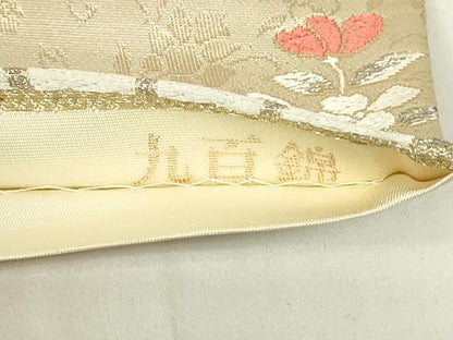 平和屋着物◎六通柄袋帯　唐織　舞花文　九百錦　金糸　正絹　逸品　DABB2573qp