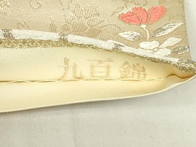 平和屋着物◎六通柄袋帯　唐織　舞花文　九百錦　金糸　正絹　逸品　DABB2573qp