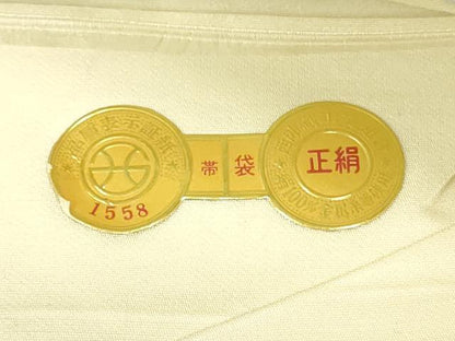 平和屋着物◎西陣　精華織物謹製　六通柄袋帯　孔雀羽文　銀糸　証紙付き　正絹　逸品　DABB2621qp