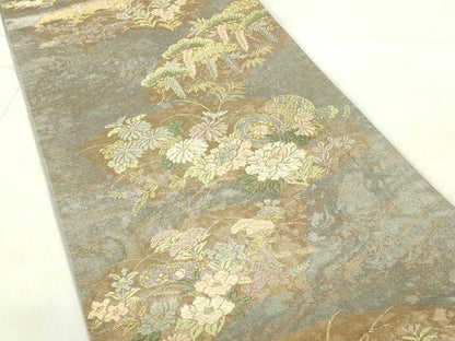 平和屋着物◎六通柄袋帯　琳派絵図　扇面鼓文　金銀糸　正絹　逸品　DABB2672qp