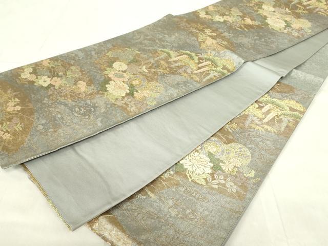 平和屋着物◎六通柄袋帯　琳派絵図　扇面鼓文　金銀糸　正絹　逸品　DABB2672qp
