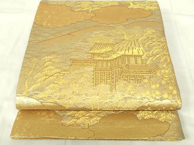 平和屋着物◎六通柄袋帯　京洛百景　山紫水明　金糸　正絹　逸品　DABB2679qp