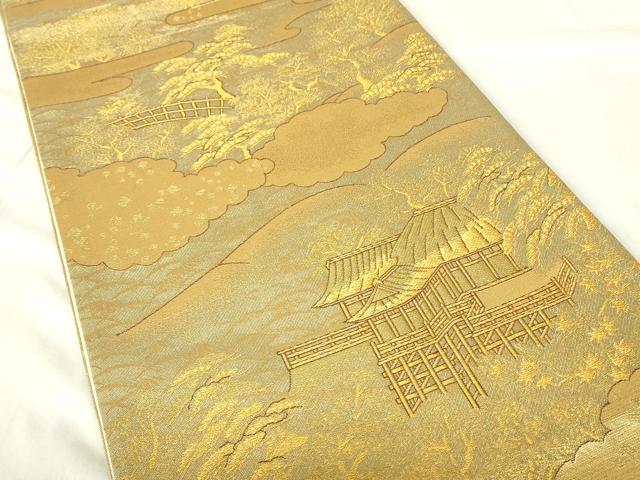 平和屋着物◎六通柄袋帯　京洛百景　山紫水明　金糸　正絹　逸品　DABB2679qp