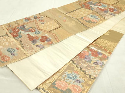 平和屋着物◎六通柄袋帯　唐織　慶長屏風絵巻　九百錦　金糸　正絹　逸品　DABB2687qp