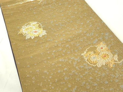 平和屋着物◎六通柄袋帯　雪輪花文　金銀糸　正絹　逸品　DABB2707qp