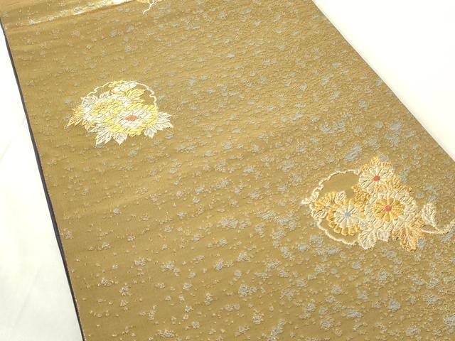 平和屋着物◎六通柄袋帯　雪輪花文　金銀糸　正絹　逸品　DABB2707qp