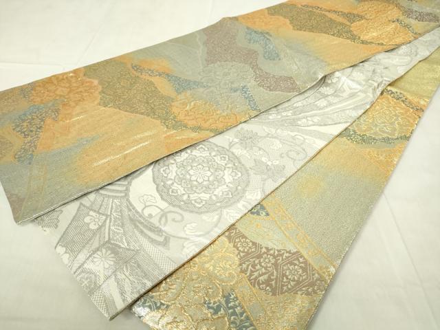 平和屋着物◎佐賀錦　六通柄袋帯　吉祥花文　錦乃　金銀糸　正絹　逸品　DABB2714qp