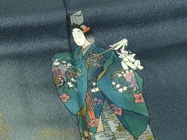 平和屋着物■訪問着 人物風景文 暈し染め 金彩 正絹 逸品 DABB2773qp