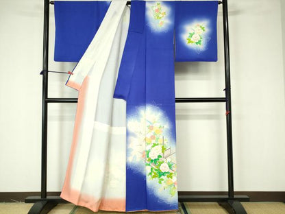 平和屋着物■訪問着 刺繍 風景花文 暈し染め 銀彩 正絹 逸品 DABB2783qp