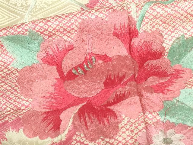 平和屋着物■訪問着 刺繍 霞花文 金銀糸 正絹 逸品 DABB2788qp