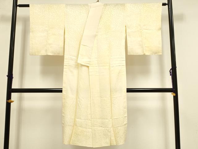 平和屋着物■長襦袢　無双仕立て　菊尽くし地紋　蜂蜜色　正絹　逸品　DABB2827qp