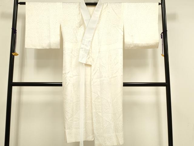 平和屋着物■長襦袢　無双仕立て　菊尽くし地紋　生成り色　正絹　逸品　DABB2829qp