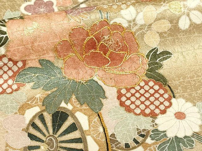 平和屋着物■訪問着 駒刺繍 飛鶴花車文 暈し染め 金彩 正絹 逸品 DABB2892qp