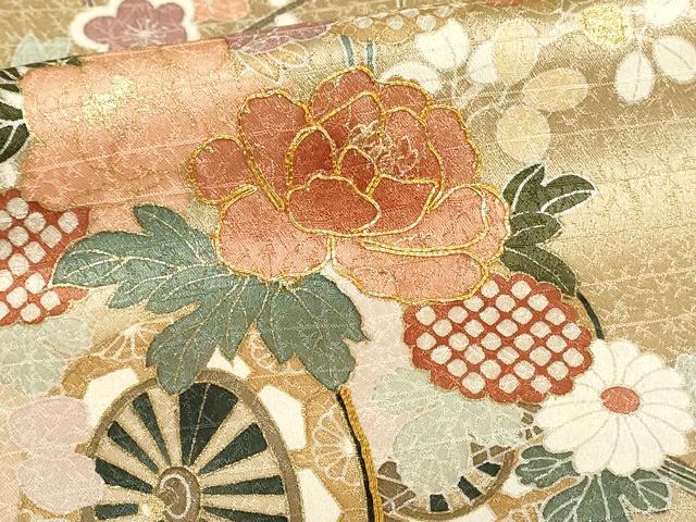 平和屋着物■訪問着 駒刺繍 飛鶴花車文 暈し染め 金彩 正絹 逸品 DABB2892qp