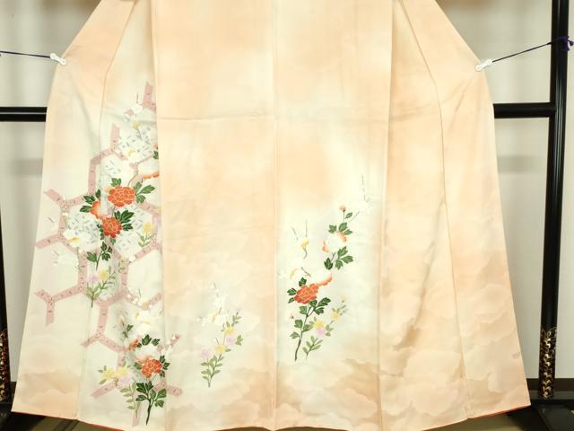 平和屋着物■訪問着 亀甲牡丹花文 暈し染め 正絹 逸品 DABB2930cd