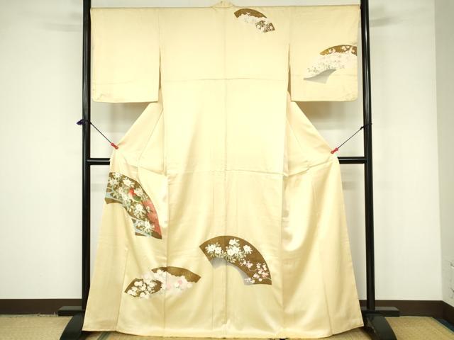 平和屋着物■訪問着 刺繍 地紙花鳥文 枝椿 金彩 正絹 逸品 DABB2949qp
