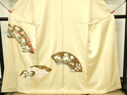 平和屋着物■訪問着 刺繍 地紙花鳥文 枝椿 金彩 正絹 逸品 DABB2949qp