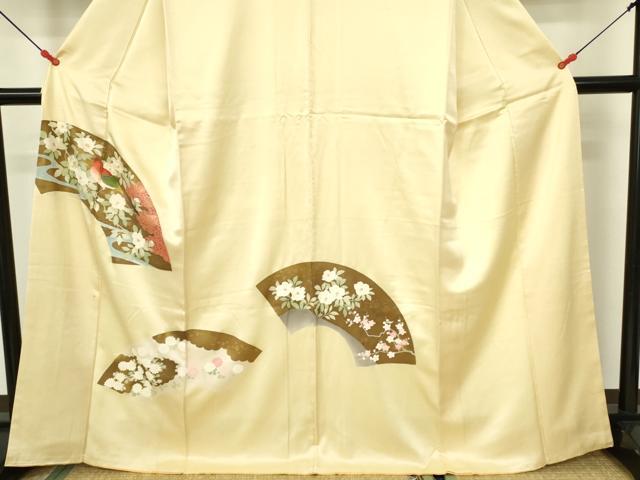 平和屋着物■訪問着 刺繍 地紙花鳥文 枝椿 金彩 正絹 逸品 DABB2949qp
