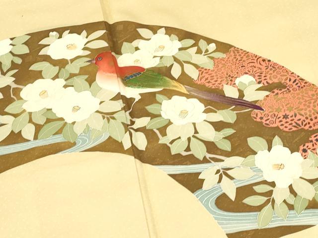 平和屋着物■訪問着 刺繍 地紙花鳥文 枝椿 金彩 正絹 逸品 DABB2949qp