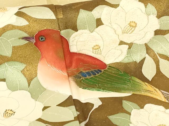 平和屋着物■訪問着 刺繍 地紙花鳥文 枝椿 金彩 正絹 逸品 DABB2949qp