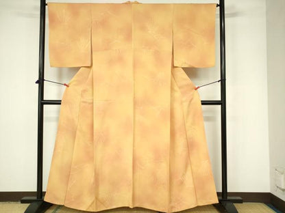 平和屋着物■上質な小紋　松葉文　地紋おこし　暈し染め　正絹　逸品　DABB2982qp