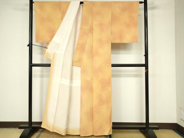 平和屋着物■上質な小紋　松葉文　地紋おこし　暈し染め　正絹　逸品　DABB2982qp
