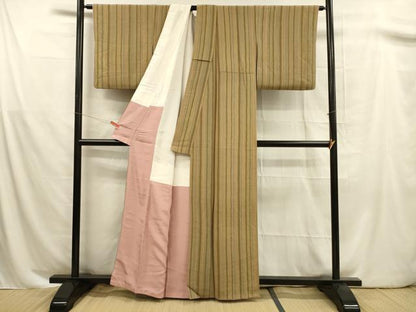 平和屋着物■上質な小紋　間道　鬼しぼ縮緬　正絹　逸品　DABB3038cm