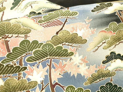 平和屋着物■豪華黒留袖 作家者 風景流水松文 暈し染め 金彩 正絹 逸品 DABB3089cm