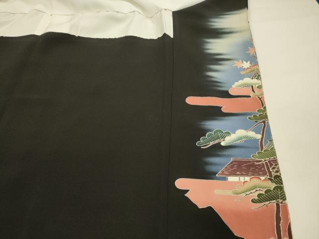 平和屋着物■豪華黒留袖 作家者 風景流水松文 暈し染め 金彩 正絹 逸品 DABB3089cm