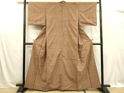 平和屋着物■上質な紬 格子 正絹 逸品 DABB3099cm