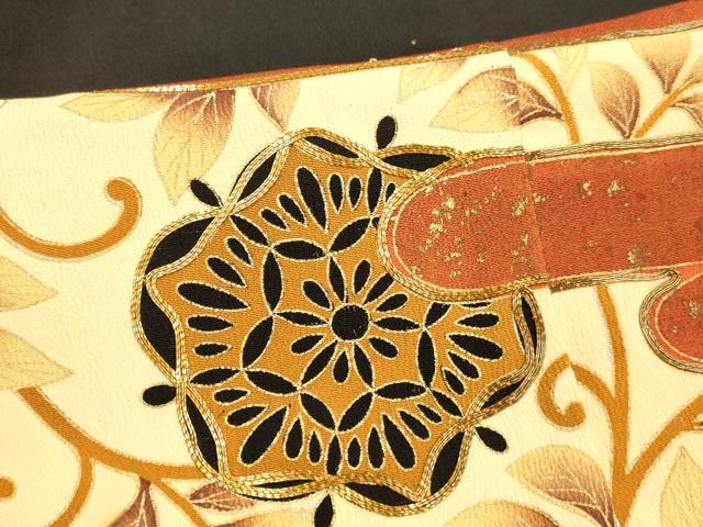 平和屋着物■豪華黒留袖 駒刺繍 花唐草文 金彩 正絹 逸品 DABB3102cm