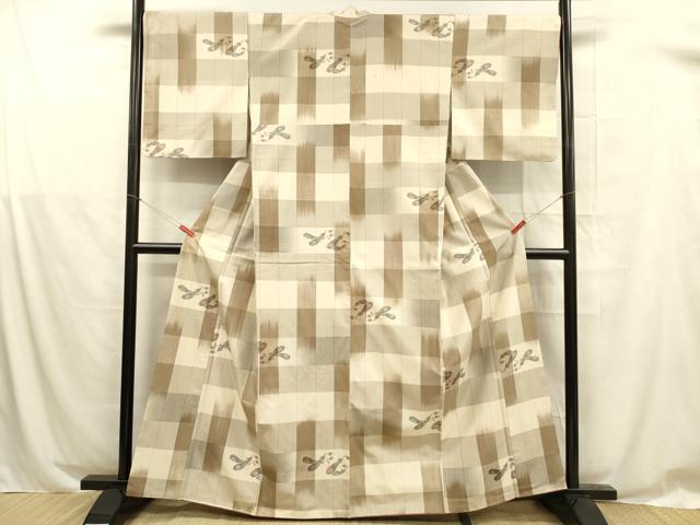 平和屋着物●上質な紬　茄子　正絹　逸品　DABB3112cm