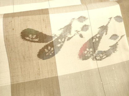 平和屋着物●上質な紬　茄子　正絹　逸品　DABB3112cm